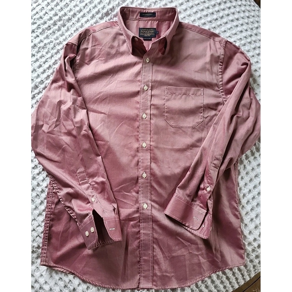 Pendleton Bridgeport Button Down Long Sleeve Shirt Striped Red White Mens L